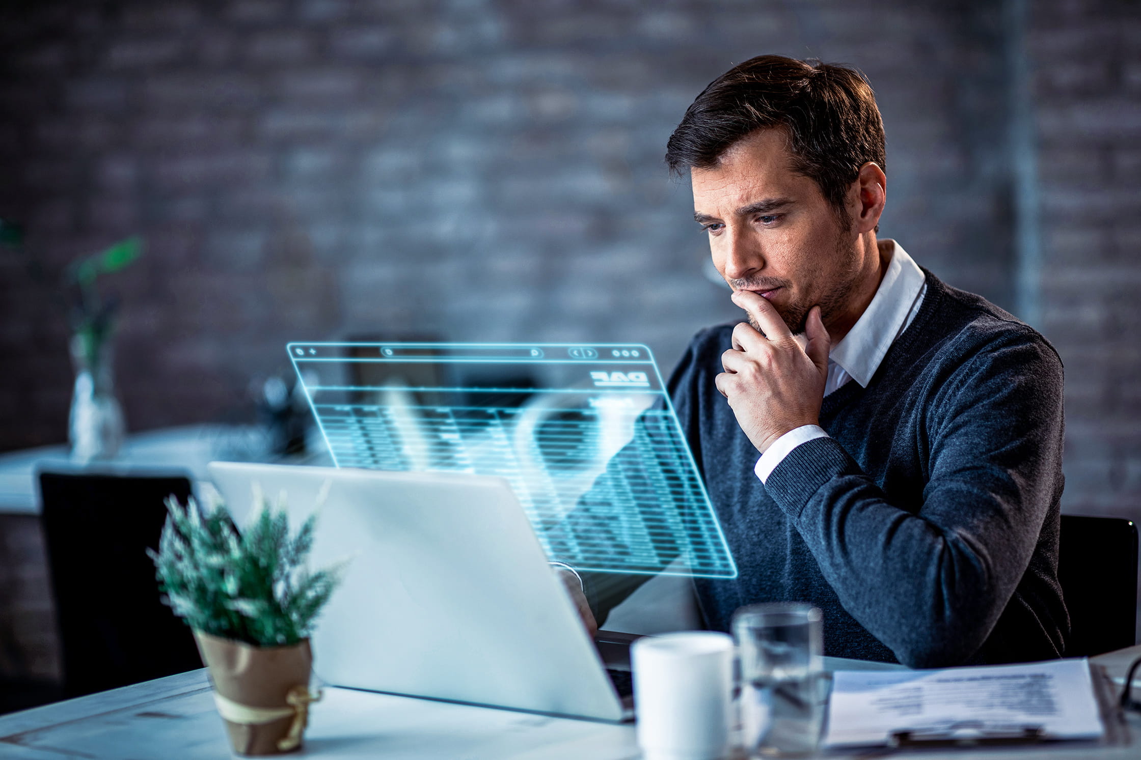 Man in front of computer